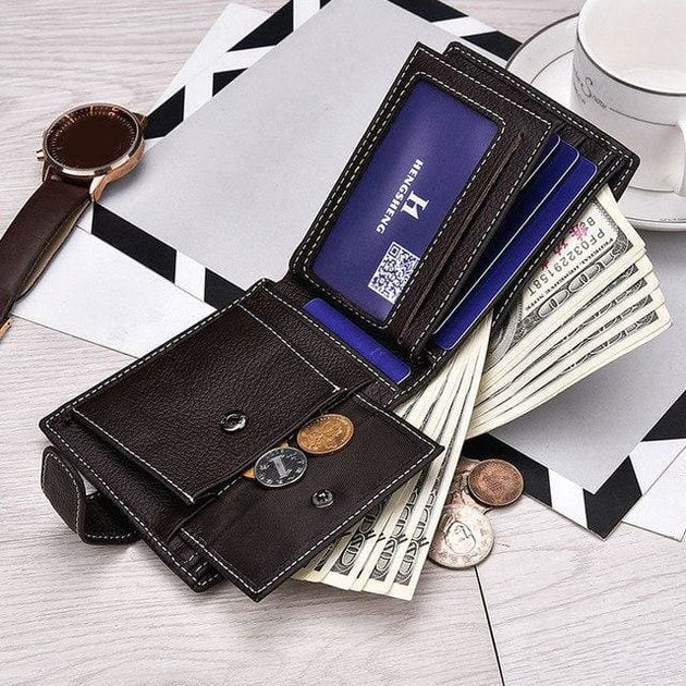 Men Wallet with Coin Bag Men Stylish Bifold Business Leather