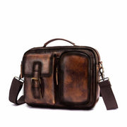 Male shoulder messenger bag cowhide - gold 2 - Men_Briefcase